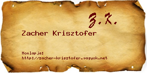 Zacher Krisztofer névjegykártya